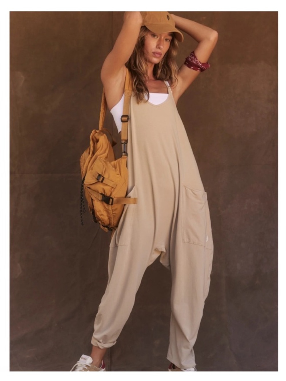 FP Movement Hot Shot Onesie Neutral Tan Mocha Latte Oversized Drop Crotch XS
